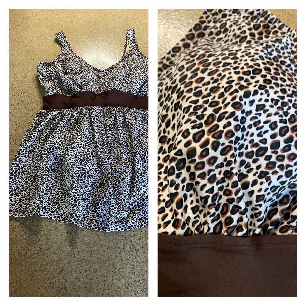 Leopard print one piece swimsuit swim dress size 18W